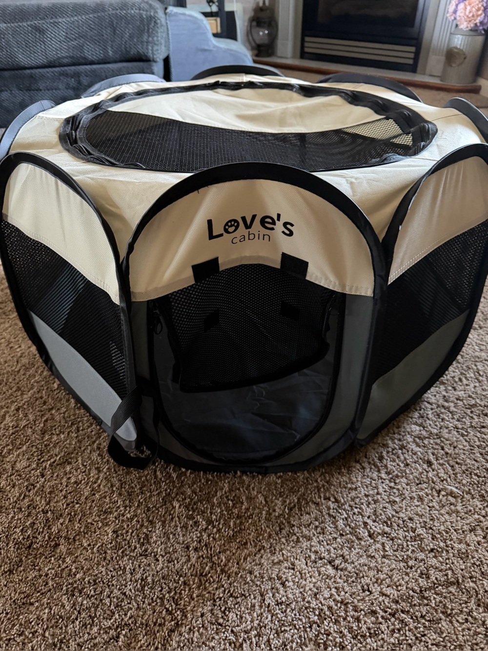 Love’s Cabin Portable Small Pet Playpen - Gray & Black! New w/o tag! Never used!